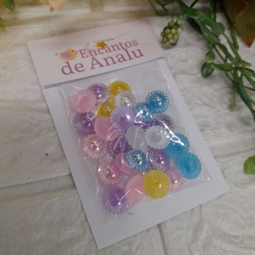 Aplique meia Perola Plastica Colorida - 25 unidades - 11mm