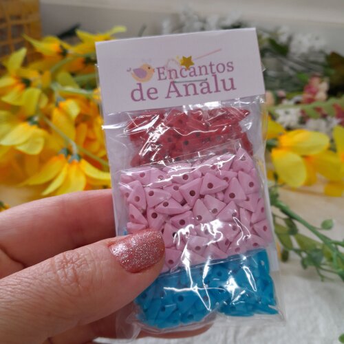KIt de Miçanga Cascalho Vermelha, Azul e Rosa