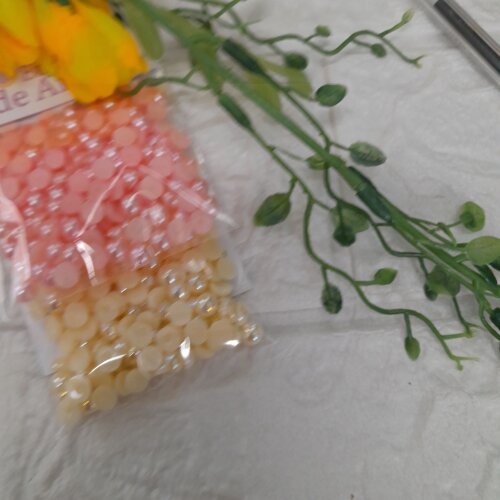 KIt de Meia Perola Champahe e Rosé Salmão para Artesanato e Customização