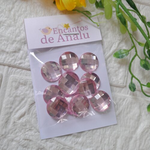 Chaton Redondo Rosa - 16mm - cartela com 12 unidades