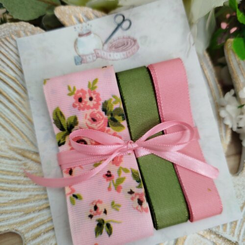 Kit de Fitas Decorativas - Florais Rosa e Verde para Artesanato