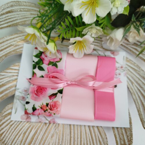 Kit de Fitas de Gorgurão Floral Tons de Rosa
