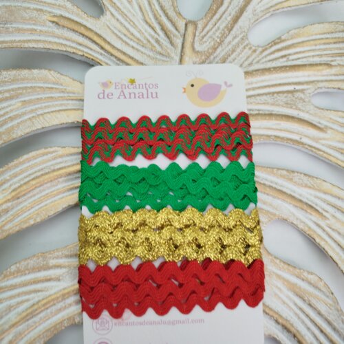 KIt de Sianinhas Vermelho, Verde e Dourado - Artesanato Natalino