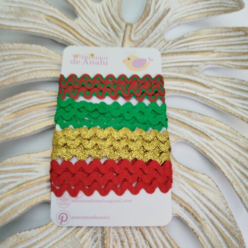 KIt de Sianinhas Vermelho, Verde e Dourado - Artesanato Natalino