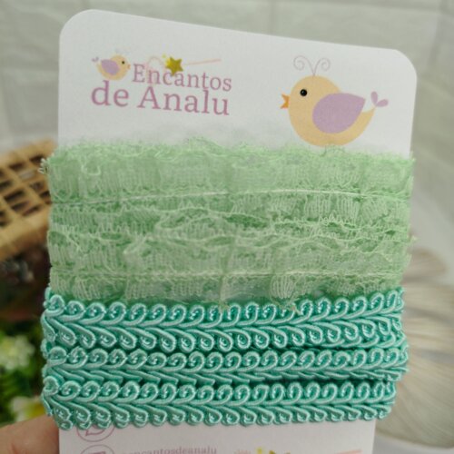 Kit Renda,  Passamanaria e Enfeites Coordenados em Tons de Verde