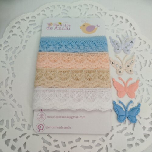 Kit de Rendas Candy Color e Borboletinhas Coordenadas