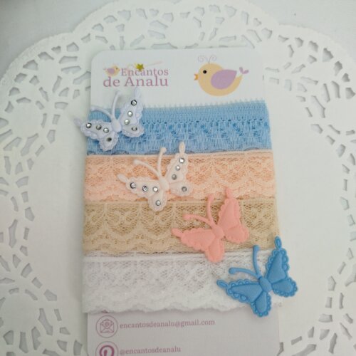 Kit de Rendas Candy Color e Borboletinhas Coordenadas
