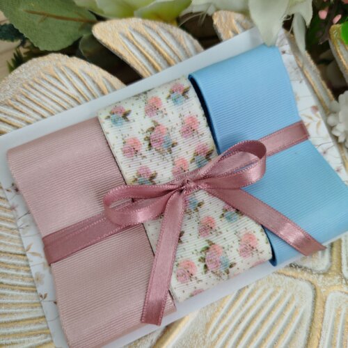 Kit de Fitas Flores Vintage Rosa Antigo e Azul
