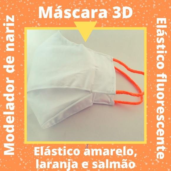 Máscara 3D 100% algodão, modelador nariz, elástico fluoresce