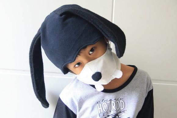 Touca e Máscara Proteção - modelo Cachorrinho