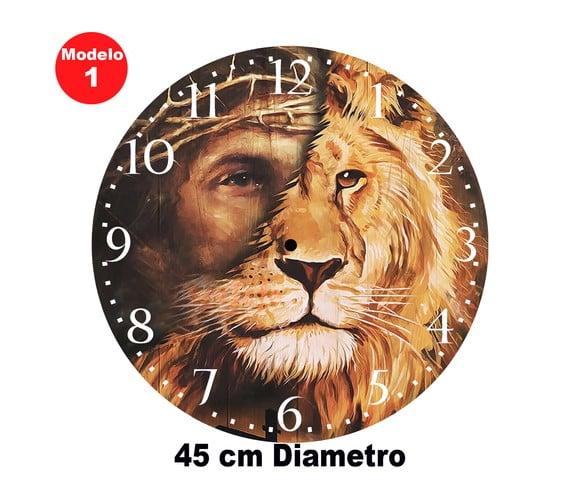 Relogio Parede Jesus Leao de Juda mdf 3mm 45 cm Diametro