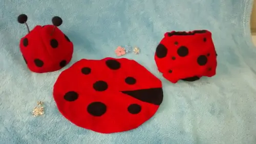 Newborn Touca Joaninha kit 3 pecas
