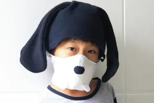 Touca e Máscara Proteção - modelo Cachorrinho