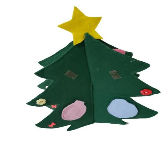 Arvore de Natal 3d Pequena de Mesa Interativa em Feltro