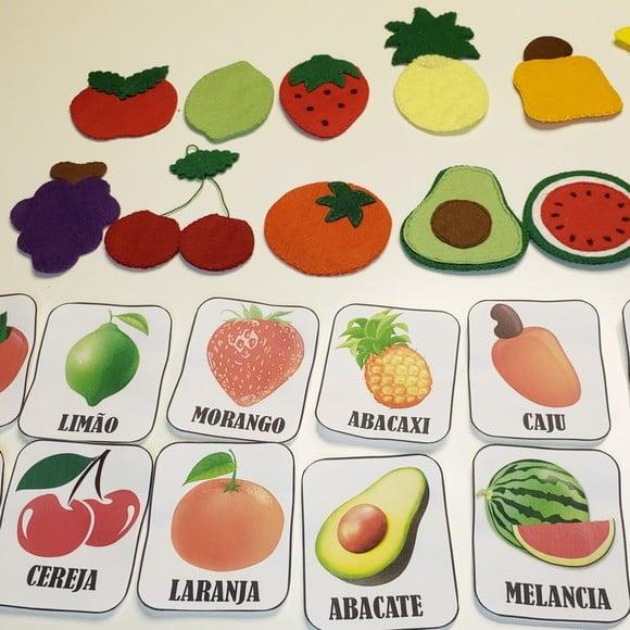 Jogo Pareamento das Frutas em Feltro