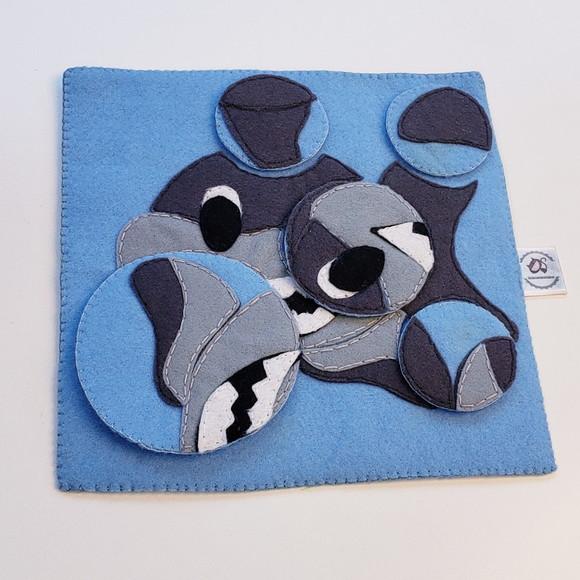 Kit 3 Quebra Cabeças Giratórios Animais em Feltro