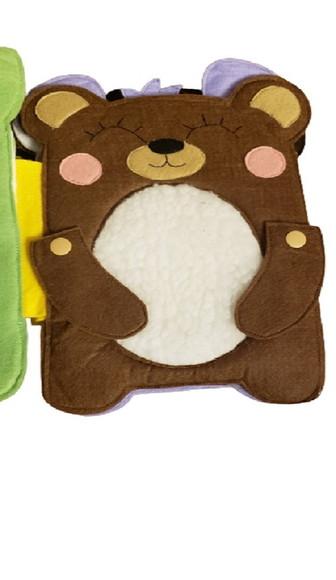 Livro Sensorial de Texturas Animais para Bebê em Feltro