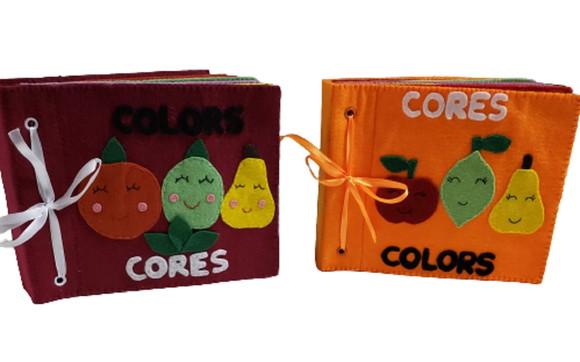 Livro Sensorial Cores em Inglês e Português Feltro