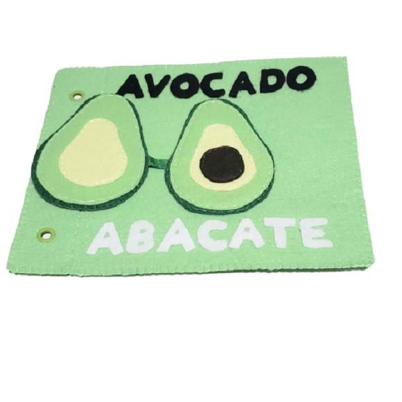 Livro Sensorial Frutas em Inglês e Português Feltro