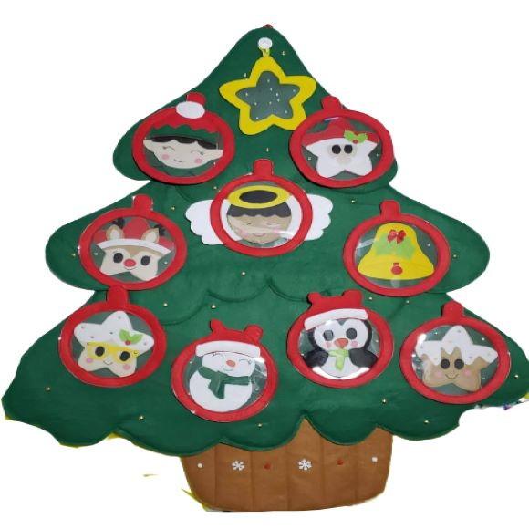Pingentes Arvore de Natal na Bola Acrílica e Feltro