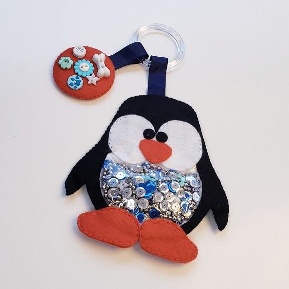 Pinguim Chocalho Cadê Meu Par em Feltro