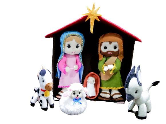 Presépio de Natal Compacto em Feltro