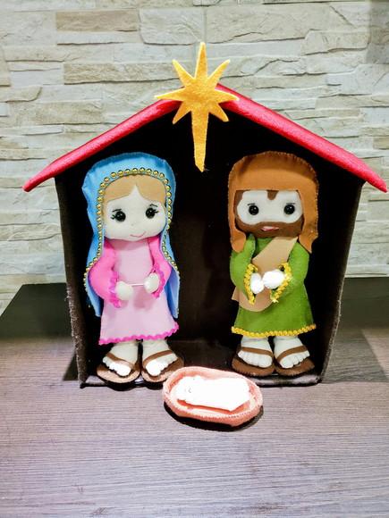 Decoração Presépio Simples de Natal em Feltro
