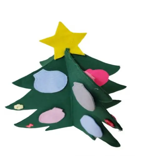 Arvore de Natal 3d Pequena de Mesa Interativa em Feltro
