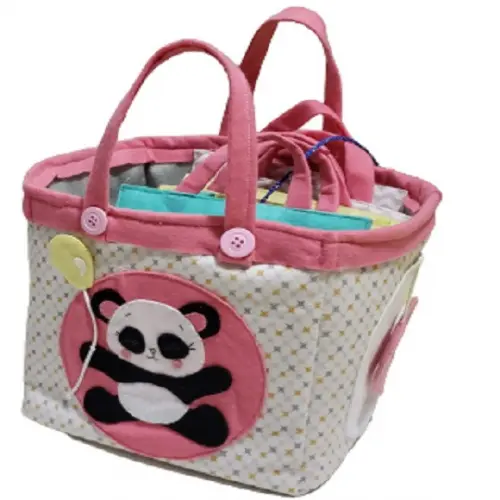 Box Sacola de Brincar Panda com 10 Atividades em Feltro