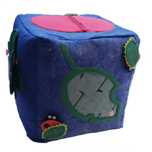 Cubo Sensorial Floresta com 5 Atividades em Feltro