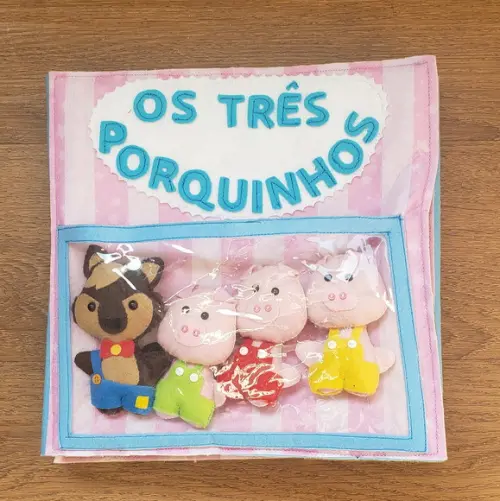 Livro Cenário os Três Porquinhos em Feltro