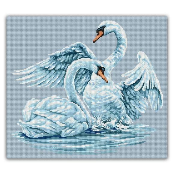 Casal de Cisnes - Gráfico Ponto Cruz