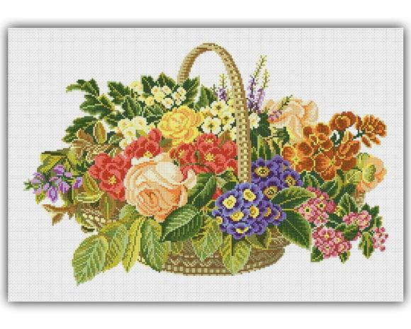 Cesta de Flores - Gráfico Ponto Cruz