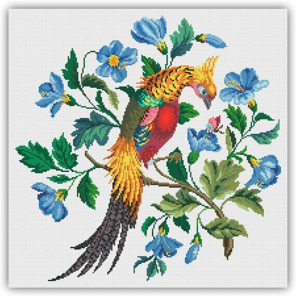Faisão e Flores - Gráfico Ponto Cruz