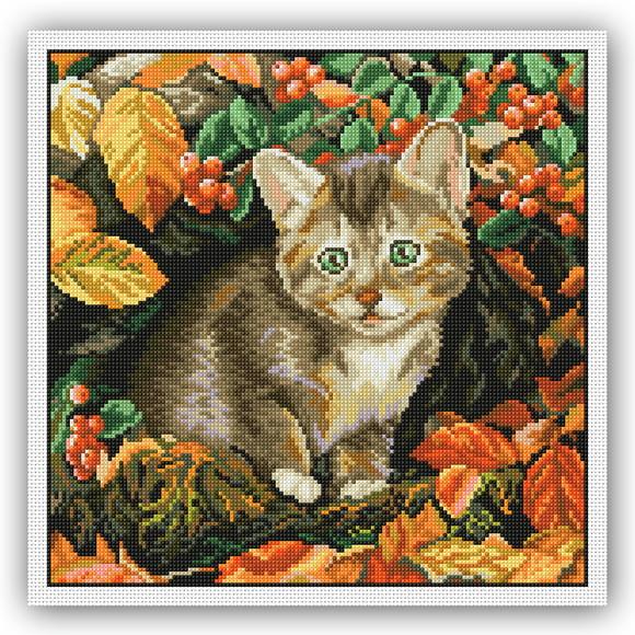 Gatinho de Outono - Gráfico Ponto Cruz