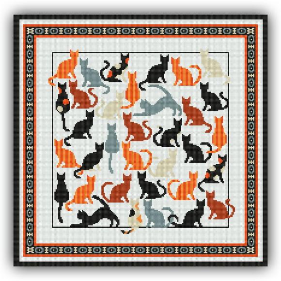 Gatos - Gráfico Ponto Cruz