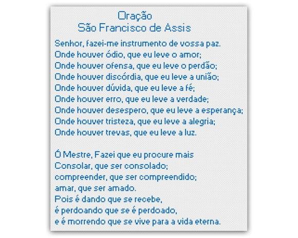 Oração São Francisco - Gráfico Ponto Cruz