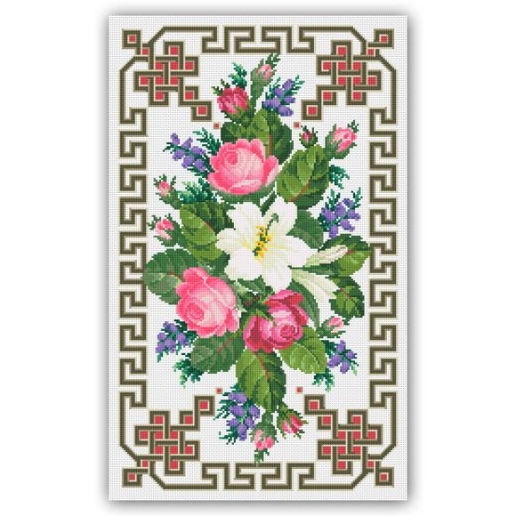 Toalha com Flores - Gráfico Ponto Cruz