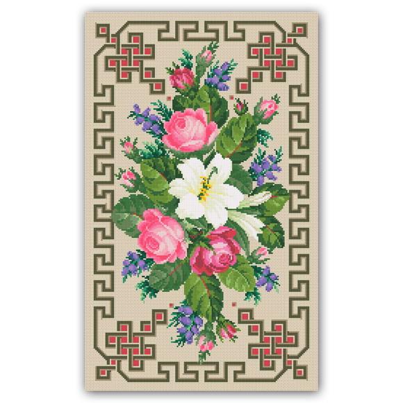 Toalha com Flores - Gráfico Ponto Cruz