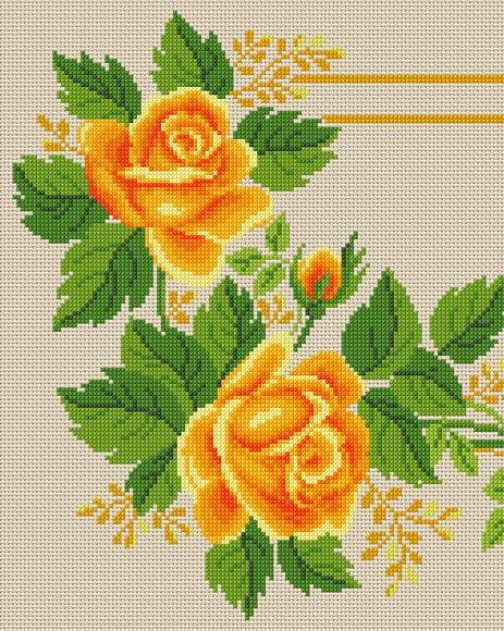 Toalha com Rosas - Gráfico Ponto Cruz