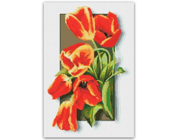 Tulipas 3D - Gráfico Ponto Cruz