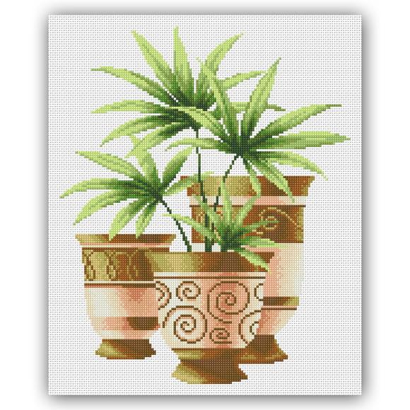 Vaso com Palmeira 1 - Gráfico Ponto Cruz