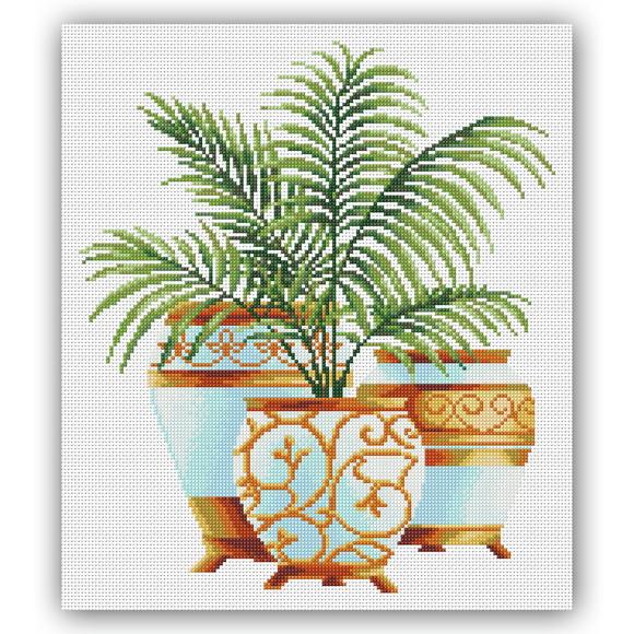 Vaso com Palmeira - Gráfico Ponto Cruz