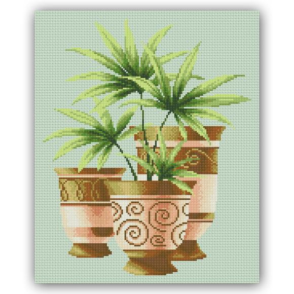 Vaso com Palmeira 1 - Gráfico Ponto Cruz