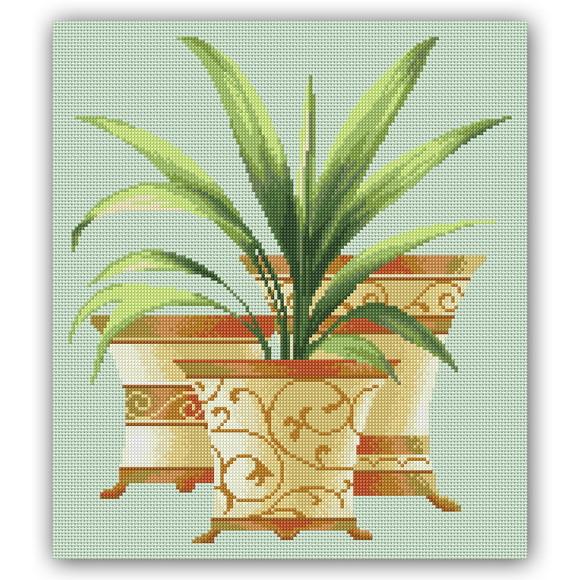 Vaso com Palmeira 2 - Gráfico Ponto Cruz
