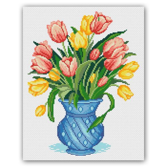 Vaso com Tulipas - Gráfico Ponto Cruz