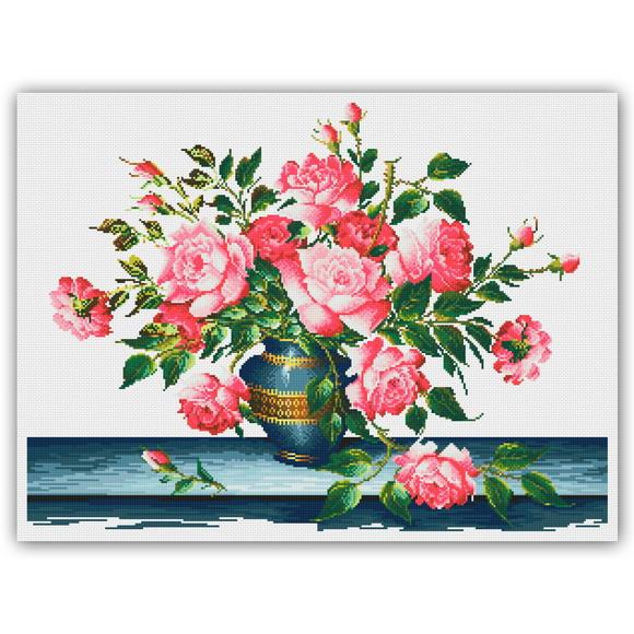 Vaso de Rosas - Gráfico Ponto Cruz