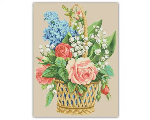 Cesta de Flores - Gráfico Ponto Cruz
