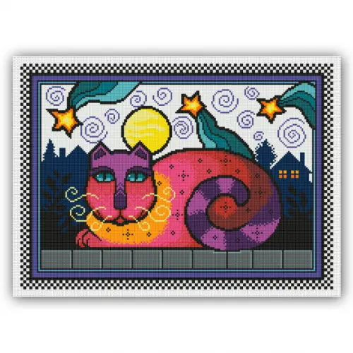Gato no Muro - Gráfico Ponto Cruz