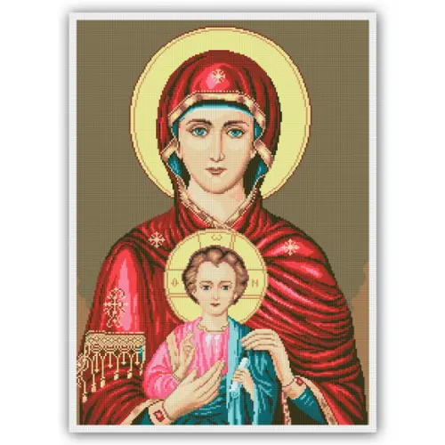 Ícone Maria e Jesus - Gráfico Ponto Cruz
